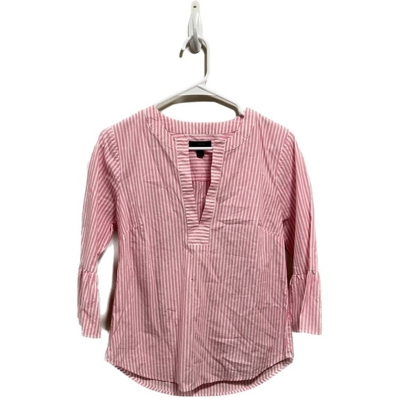 J CREW PINK STRIPED BELL SLEVE TOP SIZE 0 - Picture 1 of 4